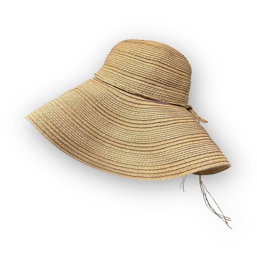 Forever 21 Wide Brim Paper Raffia Tan Outdoor Beach Sun Hat One Size OSFM